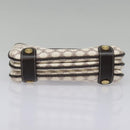 CELINE Macadam Canvas Accessoire-Tasche PVC Leder Weiß Gold Auth 93826AV-5