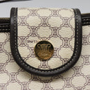 CELINE Macadam Canvas Accessoire-Tasche PVC Leder Weiß Gold Auth 93826AV-20