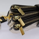 CELINE Macadam Canvas Accessoire-Tasche PVC Leder Weiß Gold Auth 93826AV-9