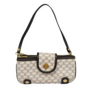 CELINE Macadam Canvas Accessoire-Tasche PVC Leder Weiß Gold Auth 93826AV-13