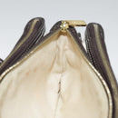 CELINE Macadam Canvas Accessoire-Tasche PVC Leder Weiß Gold Auth 93826AV-25