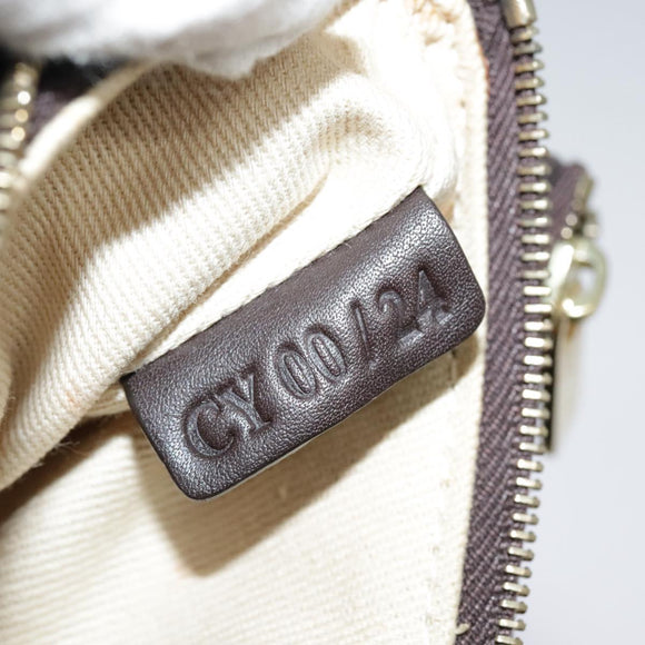 CELINE Macadam Canvas Accessory Pouch PVC Leather White Gold Auth 93826AV