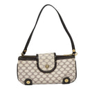 CELINE Macadam Canvas Accessoire-Tasche PVC Leder Weiß Gold Auth 93826AV-2