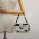 CELINE Macadam Canvas Accessoire-Tasche PVC Leder Weiß Gold Auth 93826AV-30