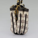 CELINE Macadam Canvas Accessory Pouch PVC Leather White Gold Auth 93826AV-3