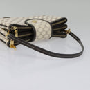CELINE Macadam Canvas Accessoire-Tasche PVC Leder Weiß Gold Auth 93826AV-8