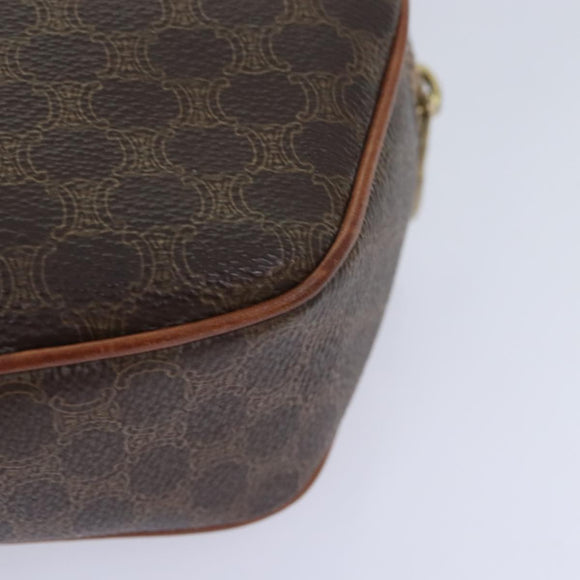 CELINE Macadam Canvas Shoulder Bag PVC Leather Brown Gold Auth 93827