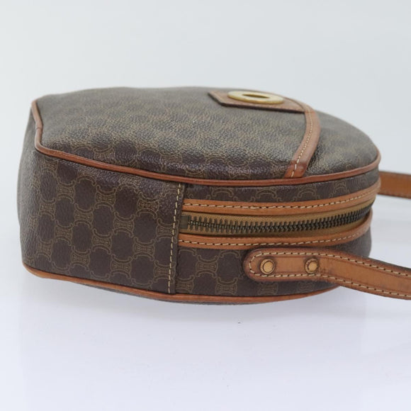 CELINE Macadam Canvas Shoulder Bag PVC Leather Brown Gold Auth 93827