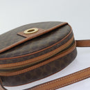 CELINE Macadam Canvas Shoulder Bag PVC Leather Brown Gold Auth 93827-6