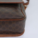 CELINE Macadam Canvas Shoulder Bag PVC Leather Brown Gold Auth 93829-14