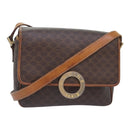 CELINE Macadam Canvas Shoulder Bag PVC Leather Brown Gold Auth 93829-1