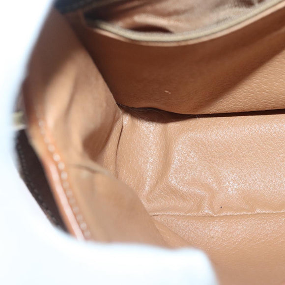 CELINE Macadam Canvas Umhängetasche PVC Leder Braun Gold Auth 93829