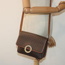 CELINE Macadam Canvas Shoulder Bag PVC Leather Brown Gold Auth 93829-23