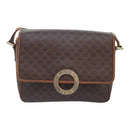 CELINE Macadam Canvas Shoulder Bag PVC Leather Brown Gold Auth 93829-13
