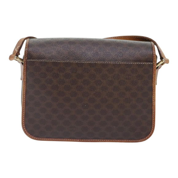 CELINE Macadam Canvas Umhängetasche PVC Leder Braun Gold Auth 93829
