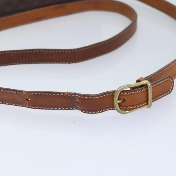 CELINE Macadam Canvas Umhängetasche PVC Leder Braun Gold Auth 93829