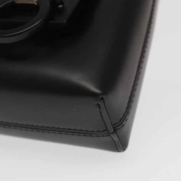 Salvatore Ferragamo Gancini Hand Bag Leather Black Auth 93834AM