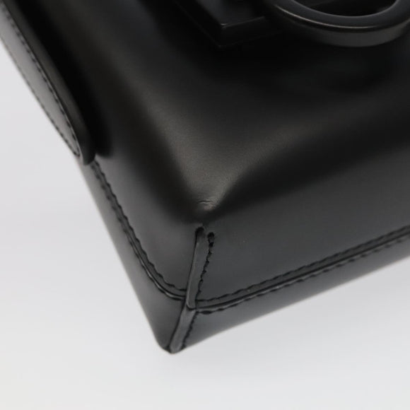 Salvatore Ferragamo Gancini Hand Bag Leather Black Auth 93834AM