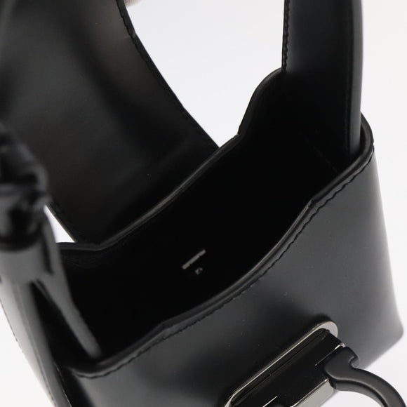 Salvatore Ferragamo Gancini Hand Bag Leather Black Auth 93834AM