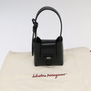Salvatore Ferragamo Gancini Hand Bag Leather Black Auth 93834AM-12