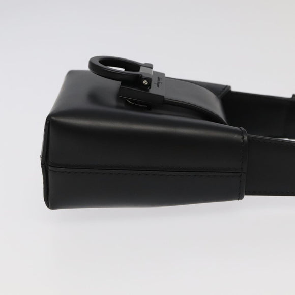 Salvatore Ferragamo Gancini Hand Bag Leather Black Auth 93834AM