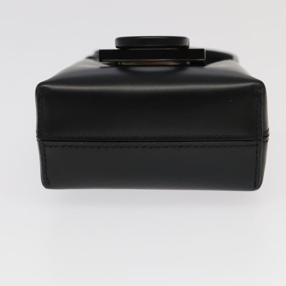 Salvatore Ferragamo Gancini Hand Bag Leather Black Auth 93834AM