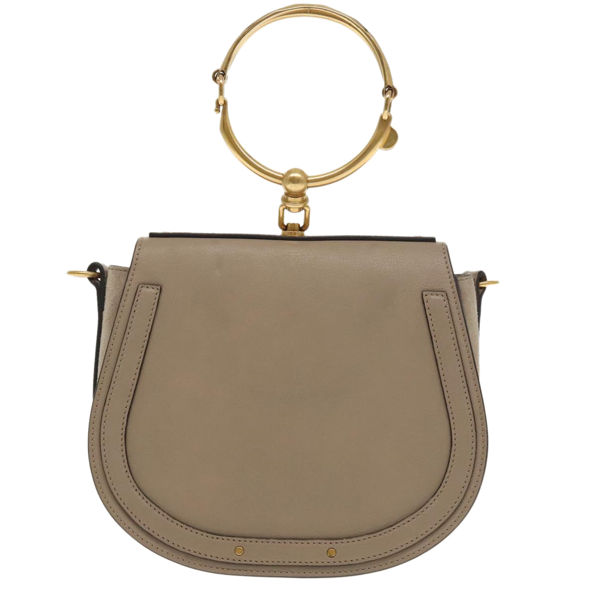 Chloe Nile Shoulder Bag Leather Gray Gold 3S1301 Auth 93835 - 0