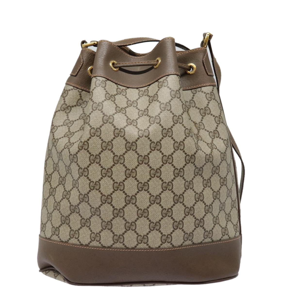 GUCCI GG Supreme Web Sherry Line Shoulder Bag PVC Beige Auth 93842 - 0