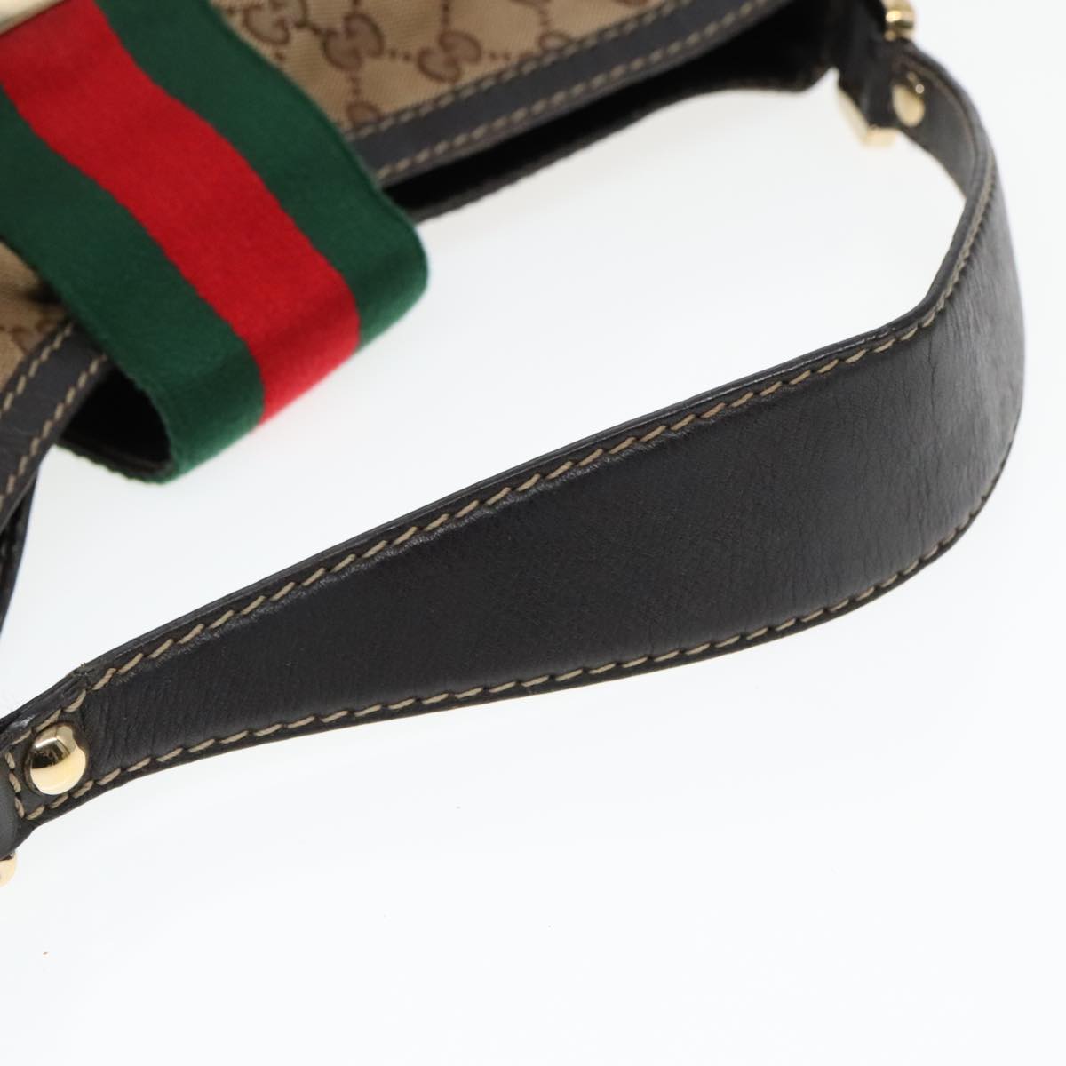 GUCCI GG Canvas Web Sherry Line Shoulder Bag Beige Red Green 233604 Auth 93843