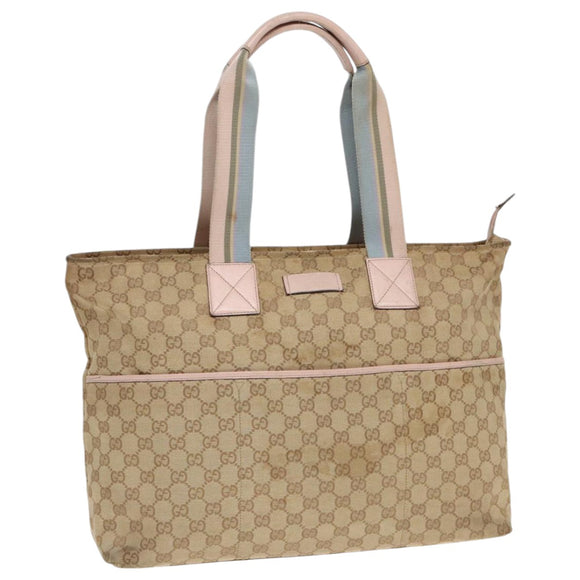 GUCCI GG Canvas Tote Bag Beige 155524 Auth 93858