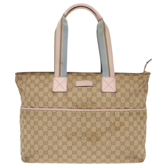 GUCCI GG Canvas Tote Bag Beige 155524 Auth 93858