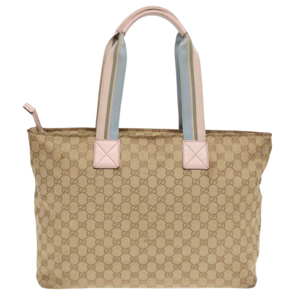 GUCCI GG Canvas Tote Bag Beige 155524 Auth 93858