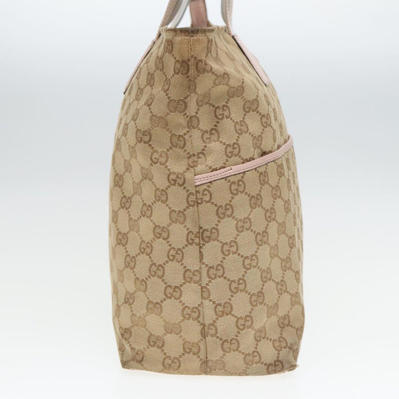 GUCCI GG Canvas Tote Bag Beige 155524 Auth 93858