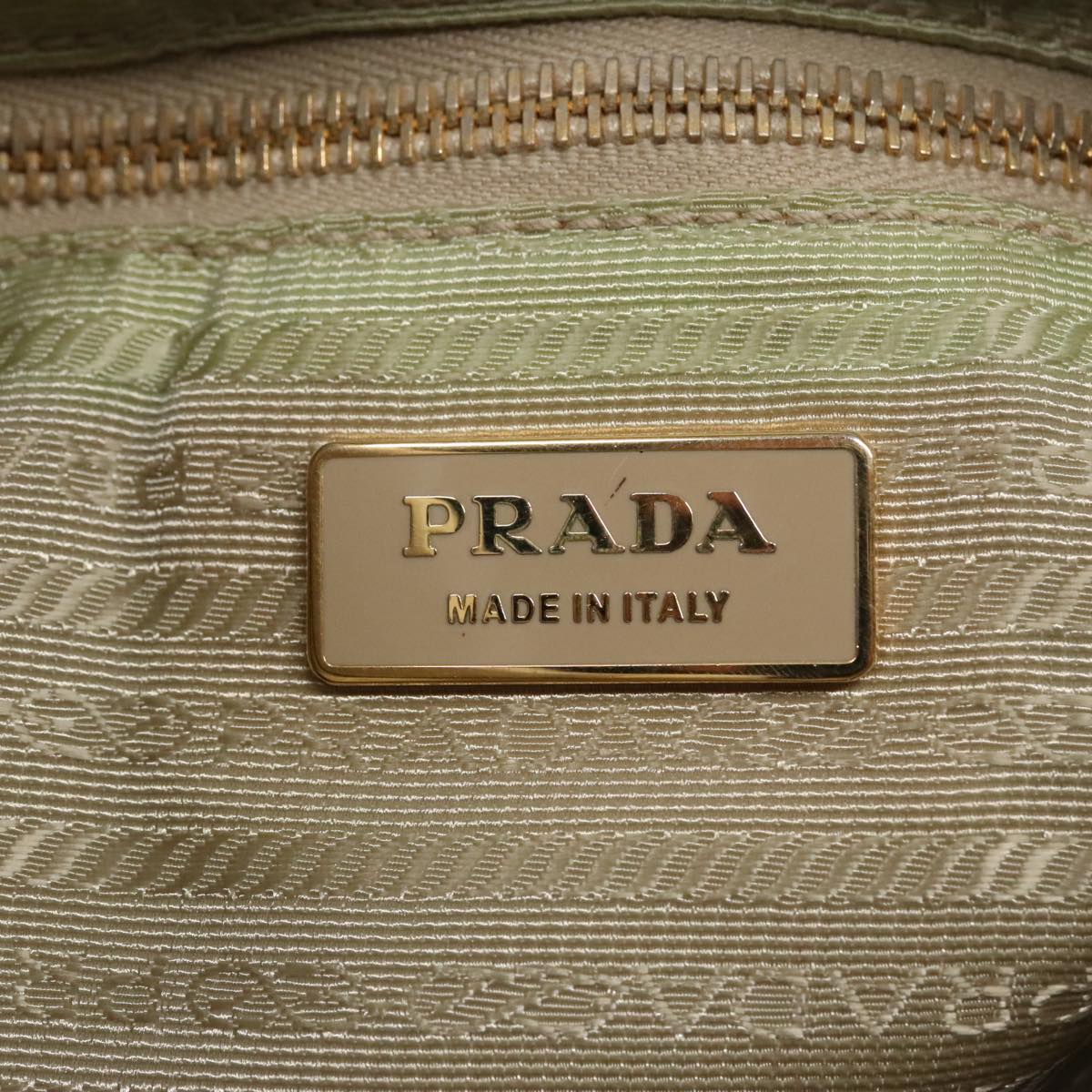 PRADA Hand Bag Nylon Beige Auth 93871