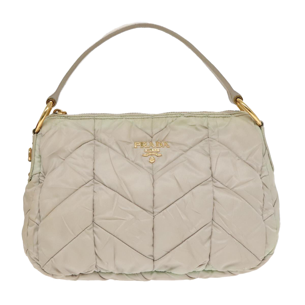 PRADA Hand Bag Nylon Beige Auth 93871 - 0