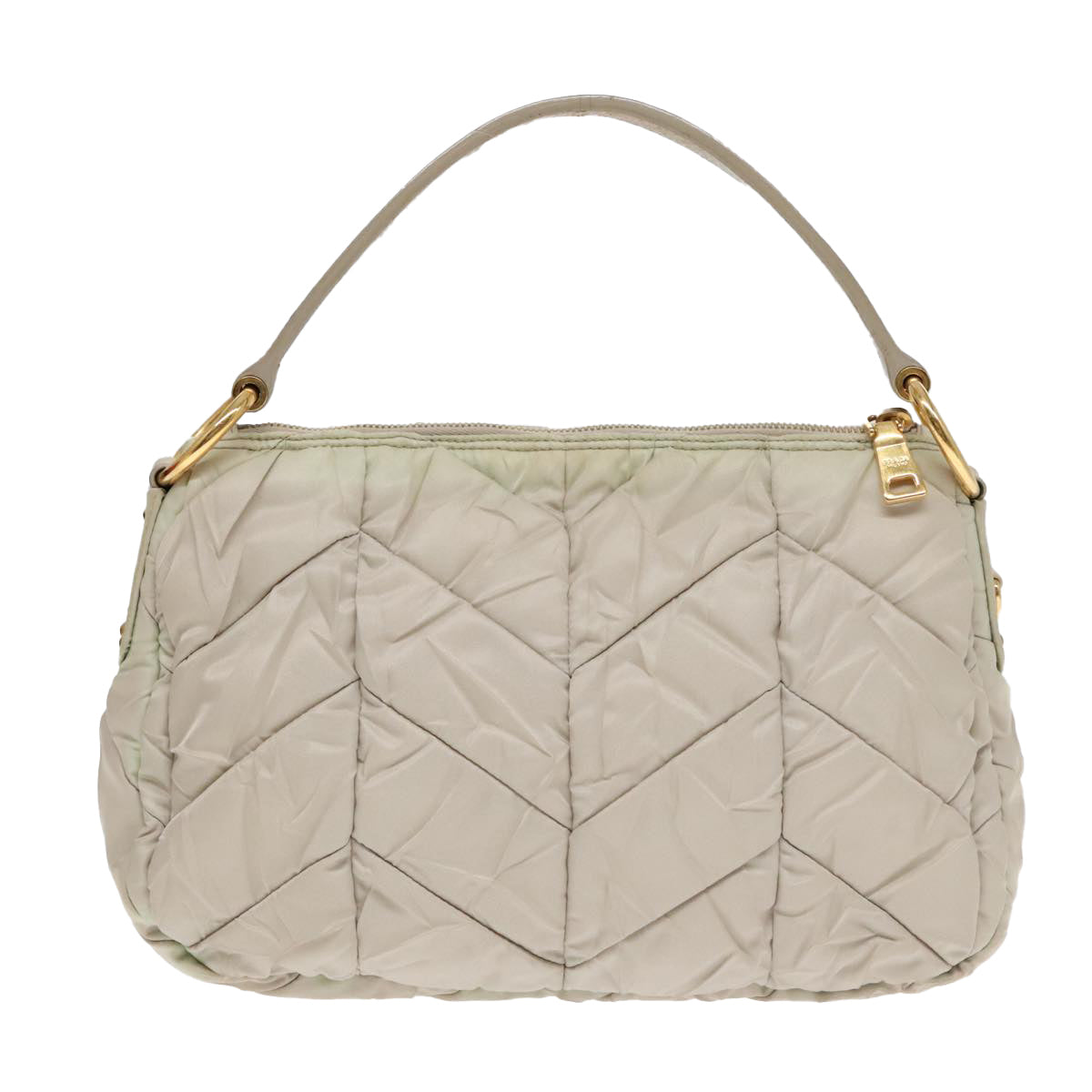 PRADA Hand Bag Nylon Beige Auth 93871