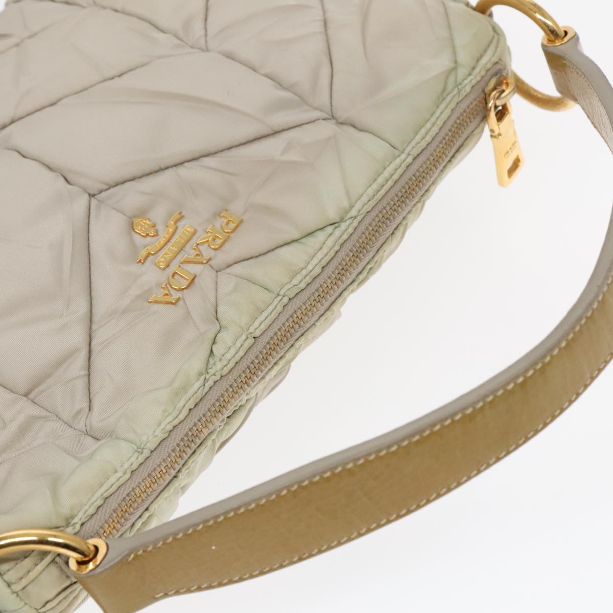 PRADA Hand Bag Nylon Beige Auth 93871