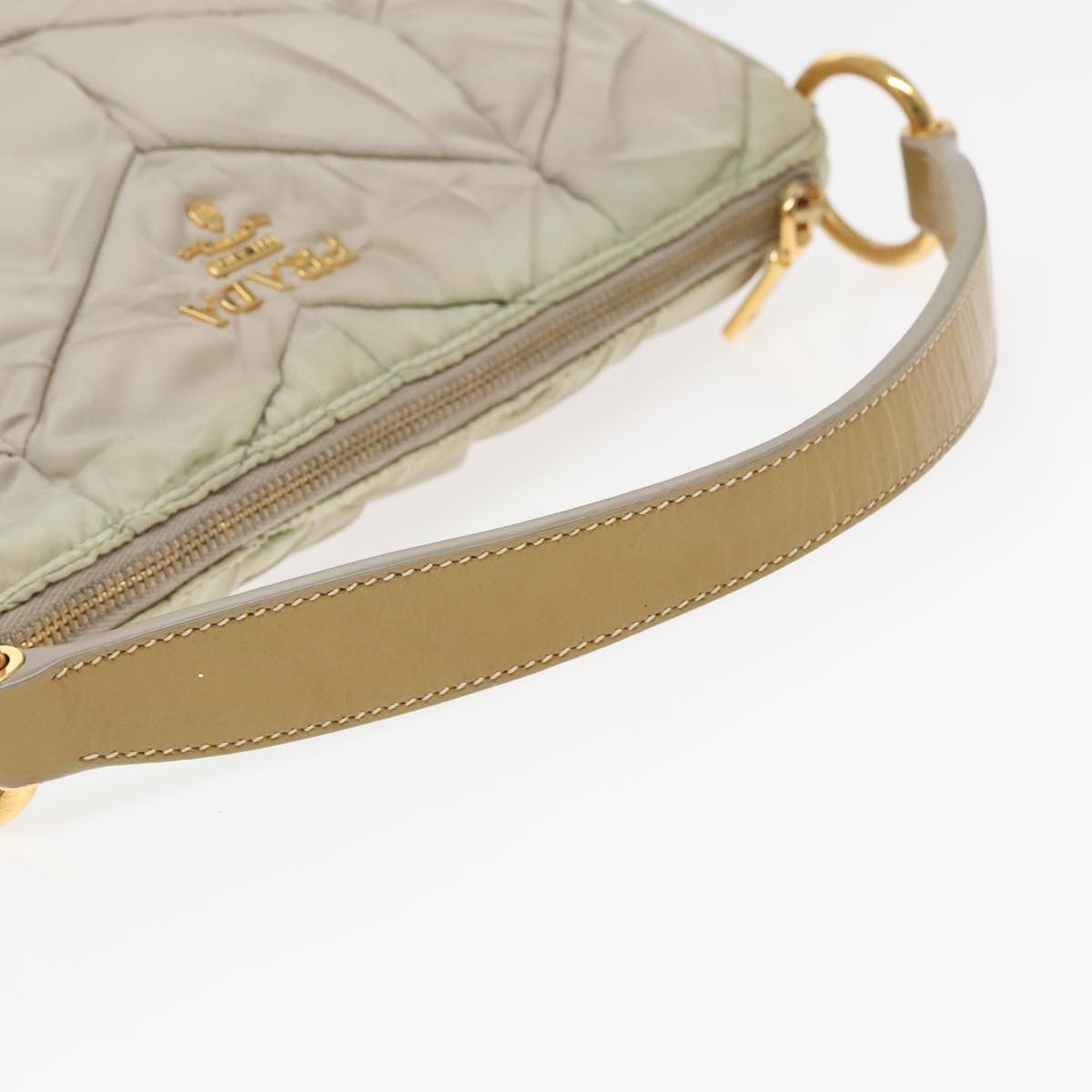 PRADA Hand Bag Nylon Beige Auth 93871