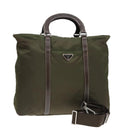 PRADA Hand Bag Nylon 2way Khaki Auth 93872-1