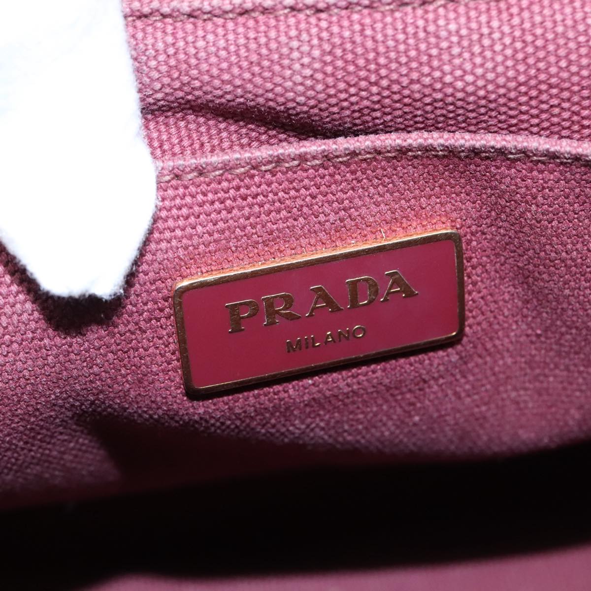 PRADA Bijoux Kanapa PM Hand Bag Canvas Wine Red Auth 93874