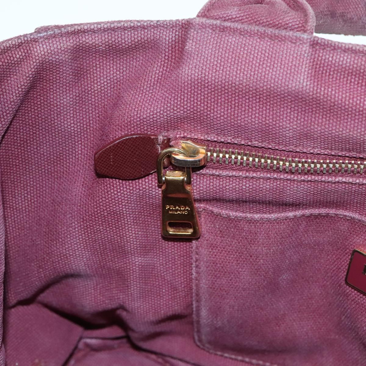 PRADA Bijoux Kanapa PM Hand Bag Canvas Wine Red Auth 93874