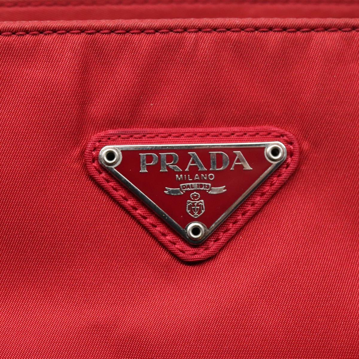 PRADA Tote Bag Nylon Red Auth 93876