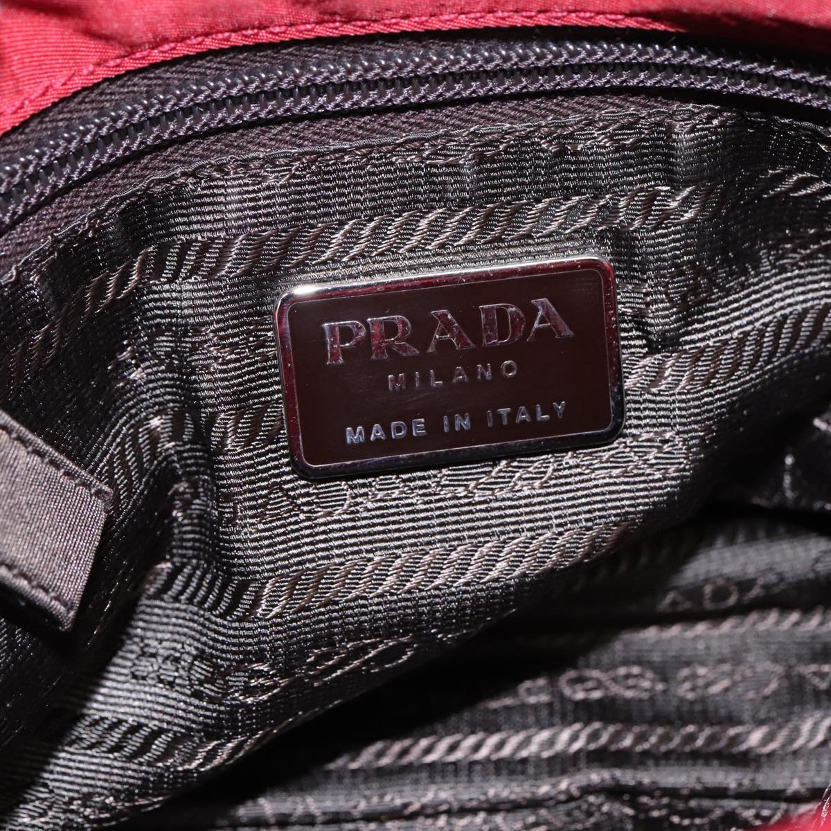 PRADA Tote Bag Nylon Red Auth 93876