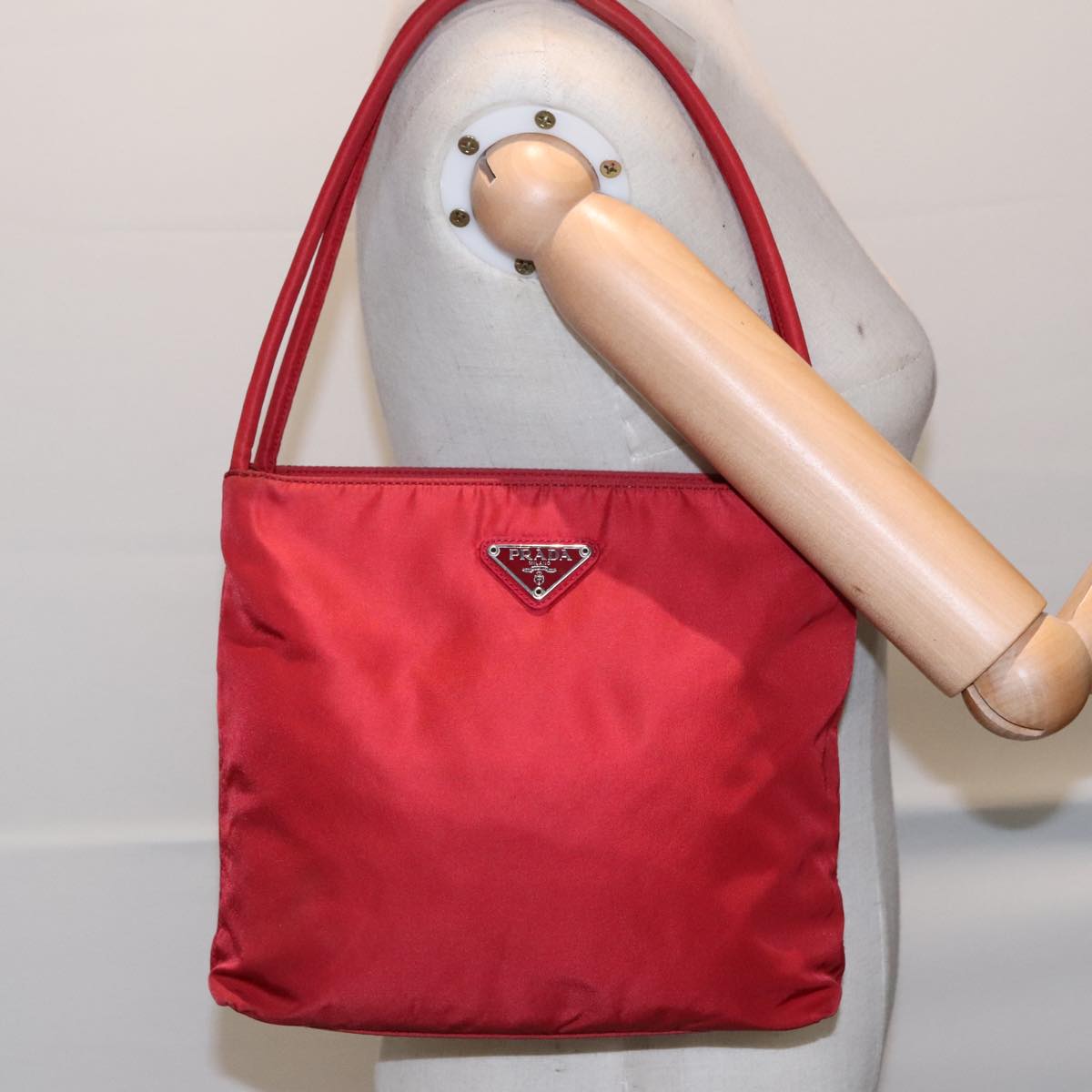 PRADA Tote Bag Nylon Red Auth 93876