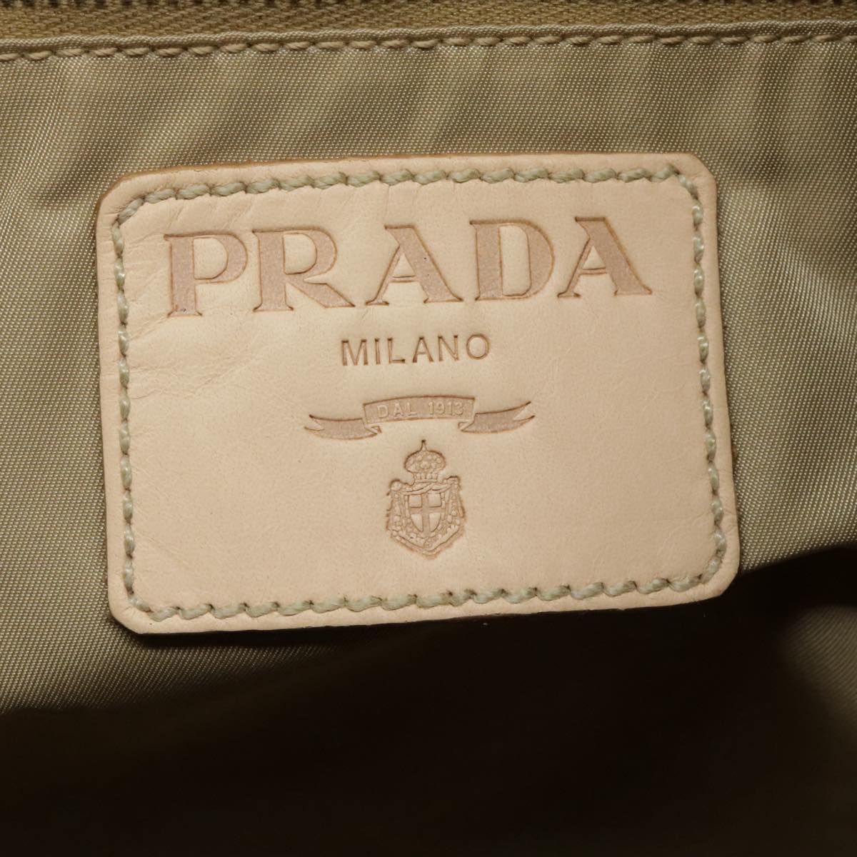 PRADA Hand Bag Nylon Beige Auth 93877