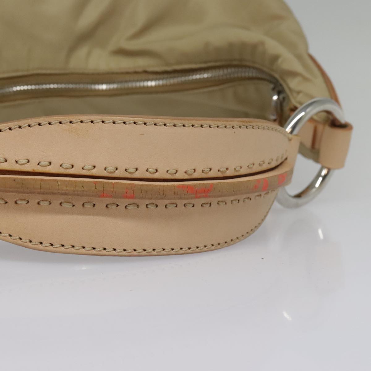 PRADA Hand Bag Nylon Beige Auth 93877