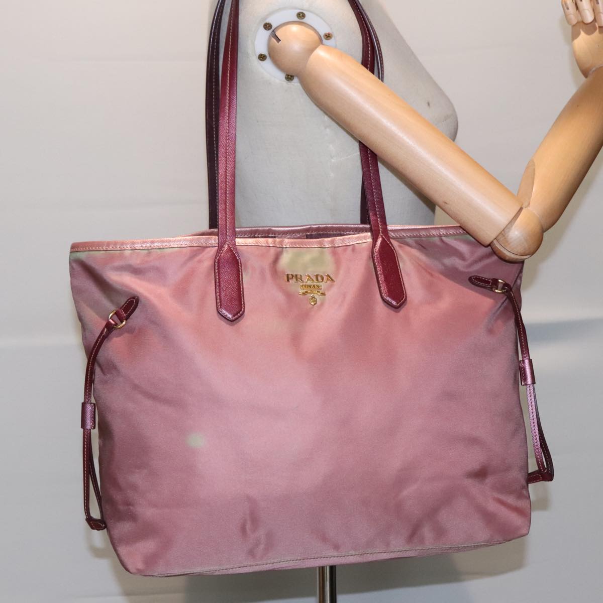 PRADA Tote Bag Nylon Pink Auth 93878