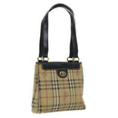 BURBERRY Nova Check Hand Bag PVC Beige Auth 93887-1
