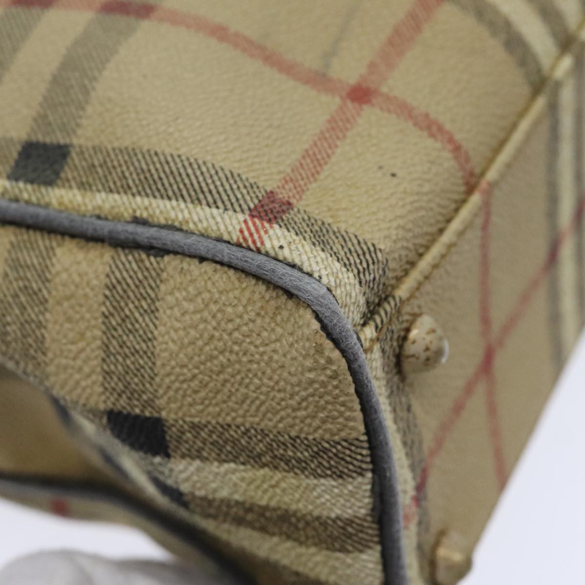 BURBERRY Nova Check Hand Bag PVC Beige Auth 93887