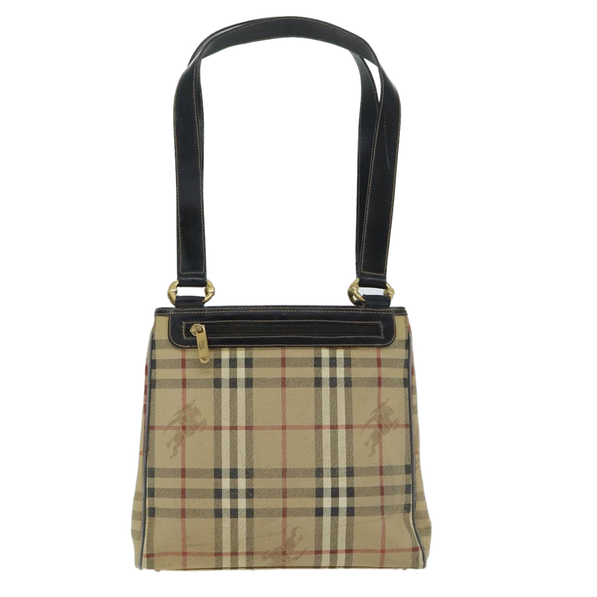 BURBERRY Nova Check Hand Bag PVC Beige Auth 93887